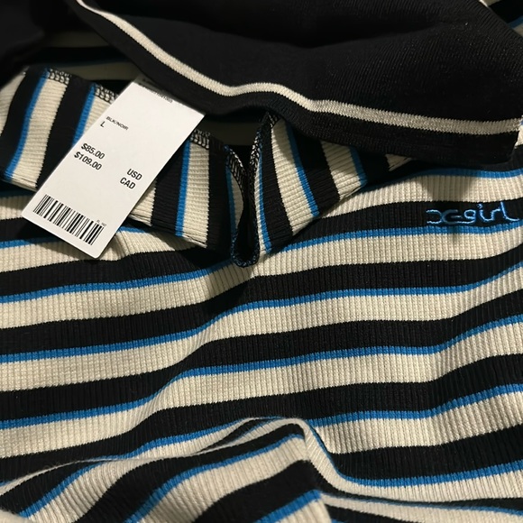 NWT! Urban Outfitters X-girl Stripe Long Sleeve Mini Dress Large Black White - Picture 6 of 9